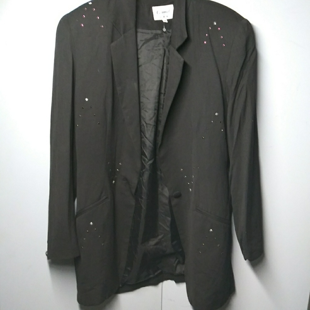 Carmel Blazer Black w Colored Rhinestones size 10
